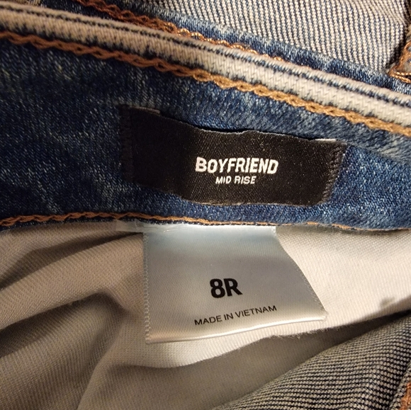 Express Mid Rise Boyfriend Size 8R Distressed Denim Jeans - Picture 4 of 4